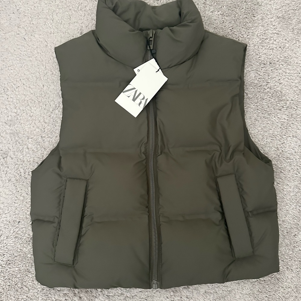 Zara Khaki Puffer Jacket